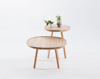 Solid Ash Wooden Side Table: Natural Modern Design