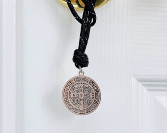 Saint Benedict Home Protection Door Hanger, House Blessing, Rear View Mirror Hanger, Blessings for Your Home