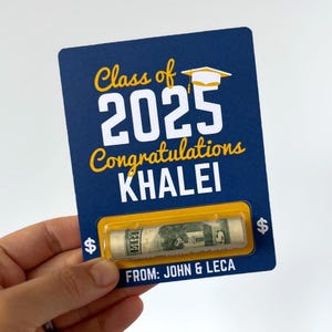 Tarjeta de graduación con portamonedas / Regalo de graduación 2025 / Tarjeta portamonedas hecha a mano / Tarjeta de graduación para él / Regalo de la generación 2025
