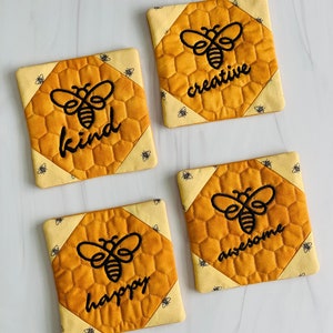 In the Hoop Bee Coasters Machine Embroidery Design File