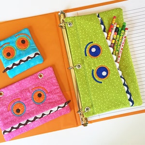 In the Hoop Monster Binder Pencil Cases Machine Embroidery Design Files Instant Download