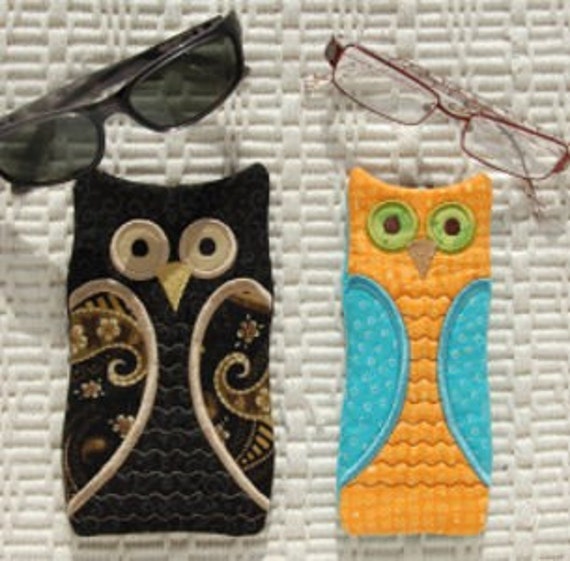 In the Hoop Owl Glasses Cases Machine Embroidery Design Files Instant Download Etsy UK