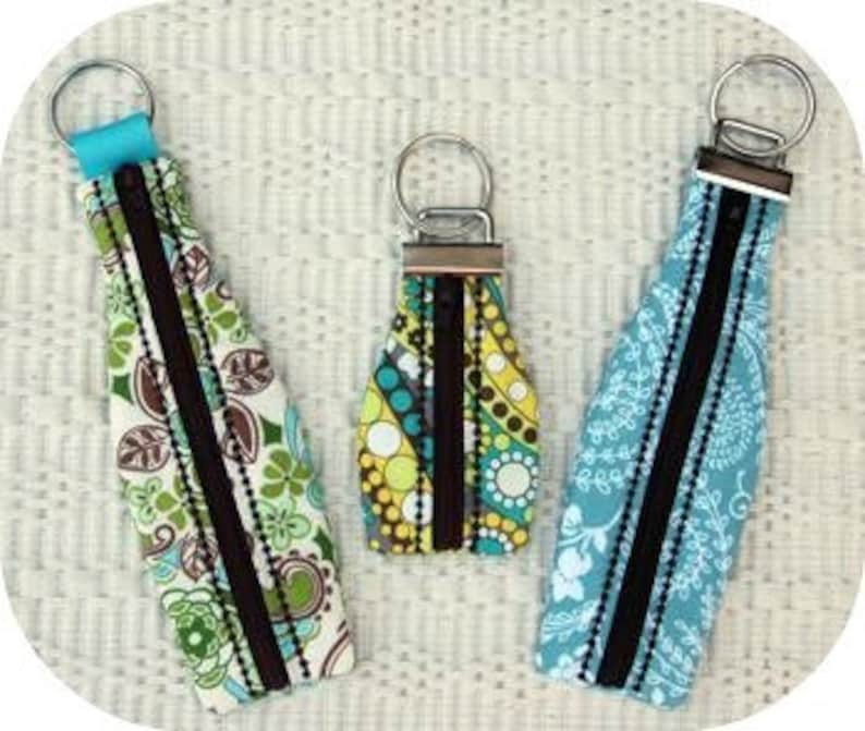 In the Hoop Zippered Key Fobs Machine Embroidery Design File Instant Download image 1