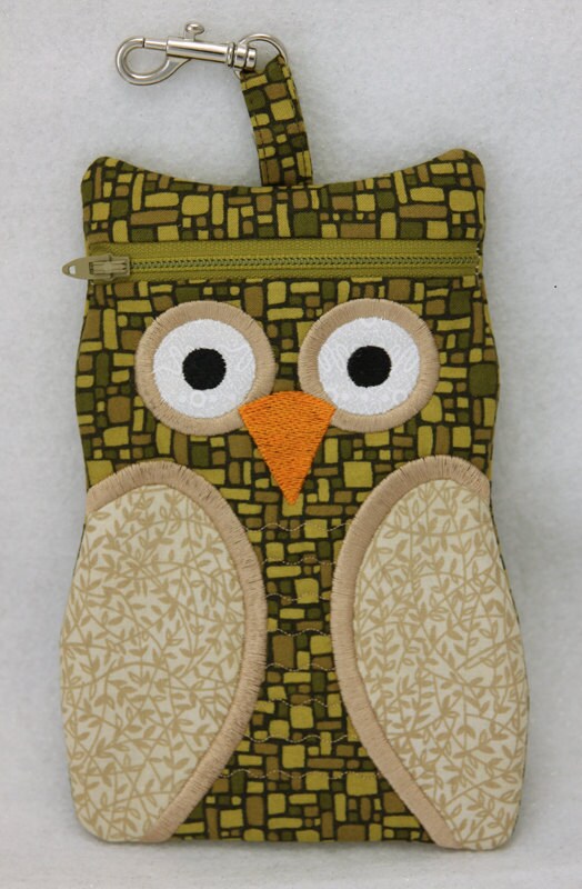 In the Hoop Owl Zipper Cases Machine Embroidery Design Files Instant Download