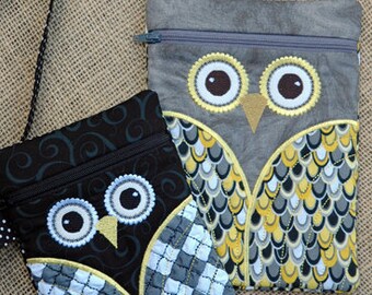 In the Hoop Owl Hipster Purses Machine Embroidery Design File Instant Download