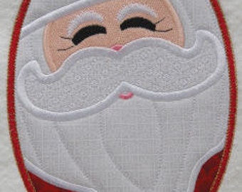 Applique Santa Oval Machine Embroidery Design File Instant Download
