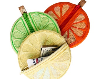 Citrus Mylar Zipper Pouch Machine Embroidery Design File