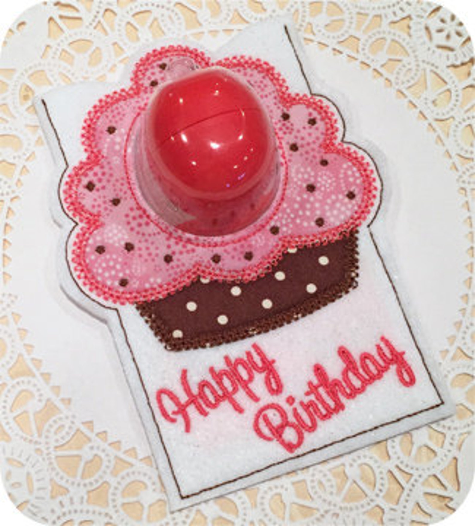 In the Hoop Birthday EOS Lip Balm Holder Machine Embroidery Design File