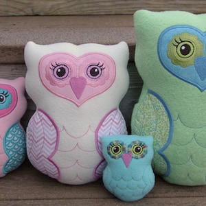 In the Hoop Owl Softie Toys 機械刺繍ファイル 即時ダウンロード