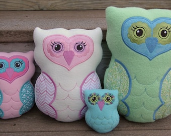 In the Hoop Owl Softie Toys Machine Embroidery Files Instant Download