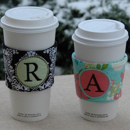 Monogram Coffee Sleeves Machine Embroidery Design Files Etsy