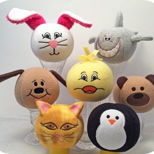 動物の雪玉おもちゃの機械刺繍デザインファイル即時ダウンロード