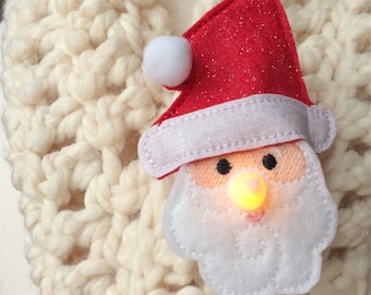 In the Hoop Santa Flameless Tealight Pin Machine Embroidery Design File Instant Download