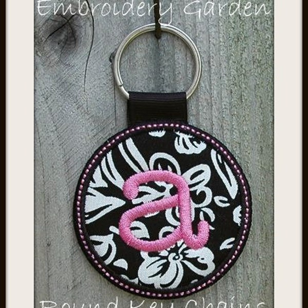 In the Hoop Monogram Round Key Chain Machine Embroidery Design Files Instant Download