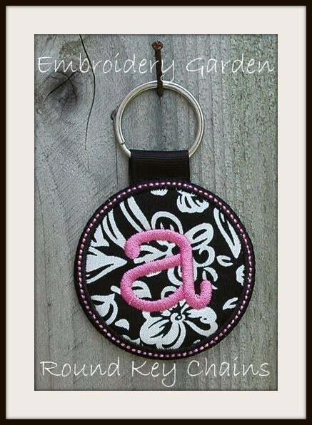 In the Hoop Monogram Round Key Chain Machine Embroidery Design Files Instant Download