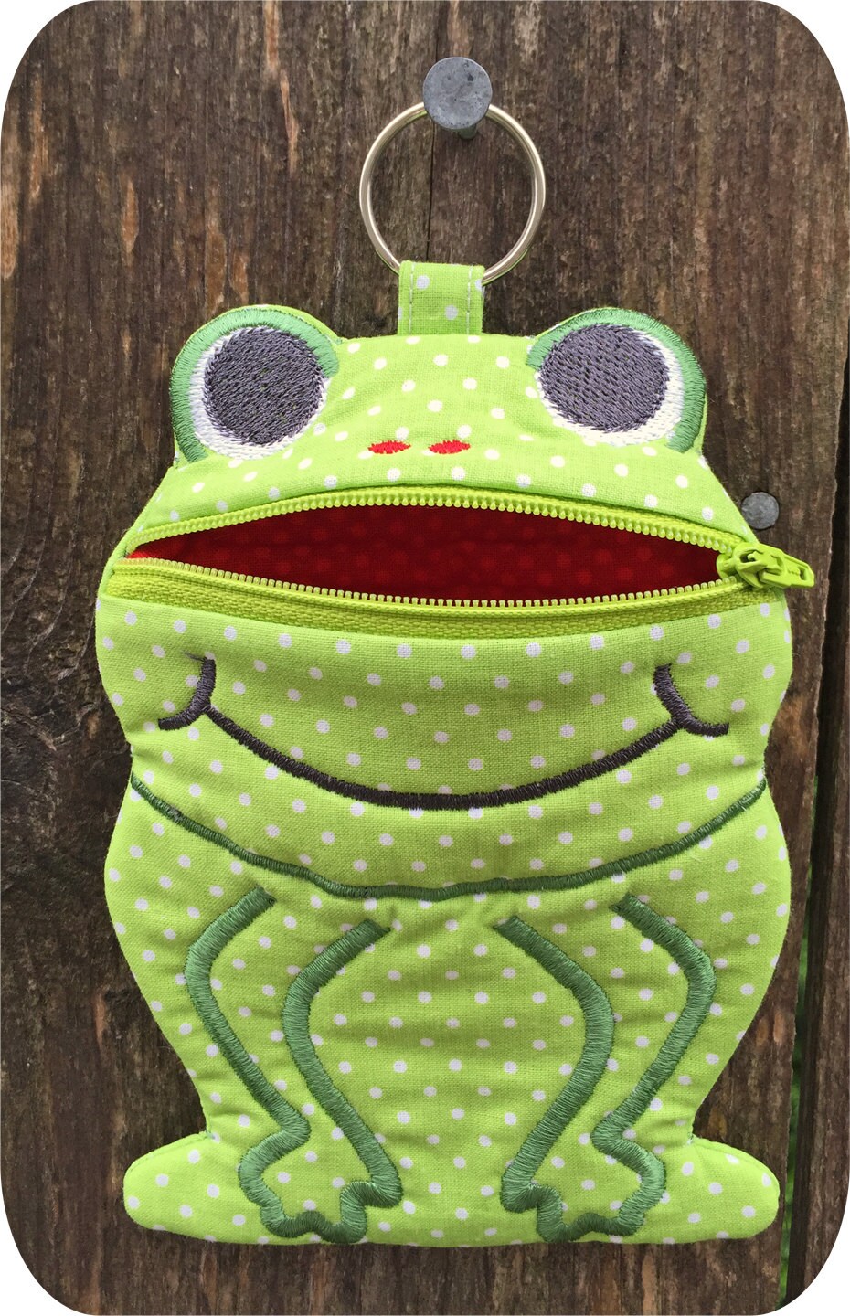 In the Hoop Frog Zipper Case Machine Embroidery Design File Etsy