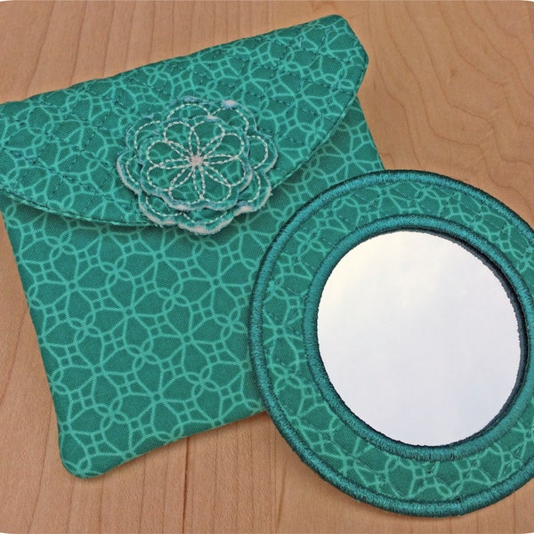 In the Hoop Mirror Case and Mirror Pouch Set Machine Embroidery Files Instant Download