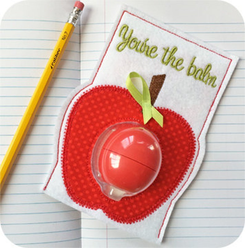 In the Hoop Apple EOS Lip Balm Holder Machine Embroidery Etsy