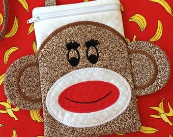In den Reifen setzen Sock Monkey Geldbörse Maschine Stickerei Design Dateien sofort-Download