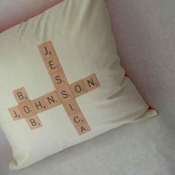 Wedding Scrabble Pillow custom names Etsy