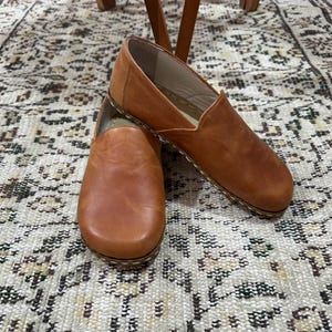 Handmade Barefoot Earting Crazy Cramel Shoes, Barefoot Leather Shoes Men, Wide Toe Box Slip On, Men Loafers Footwear, Slip On Comfy Shoes