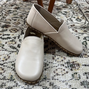 Barefoot Slip On Shoes, Mens Wide Toe Box Comfy Shoes, Cream Handmade Turkish Slip On Shoes, All Natural Mens Wider Shoes, Fathers Day Gift