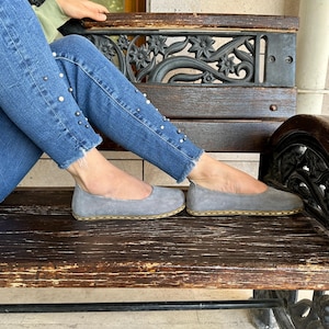Leather Handmade Babette Women’s Suede Gray Barefoot Shoes – Comfortable, Healthy Shoes, Natural Leather & Minimalist Eco-Friendly Shoes