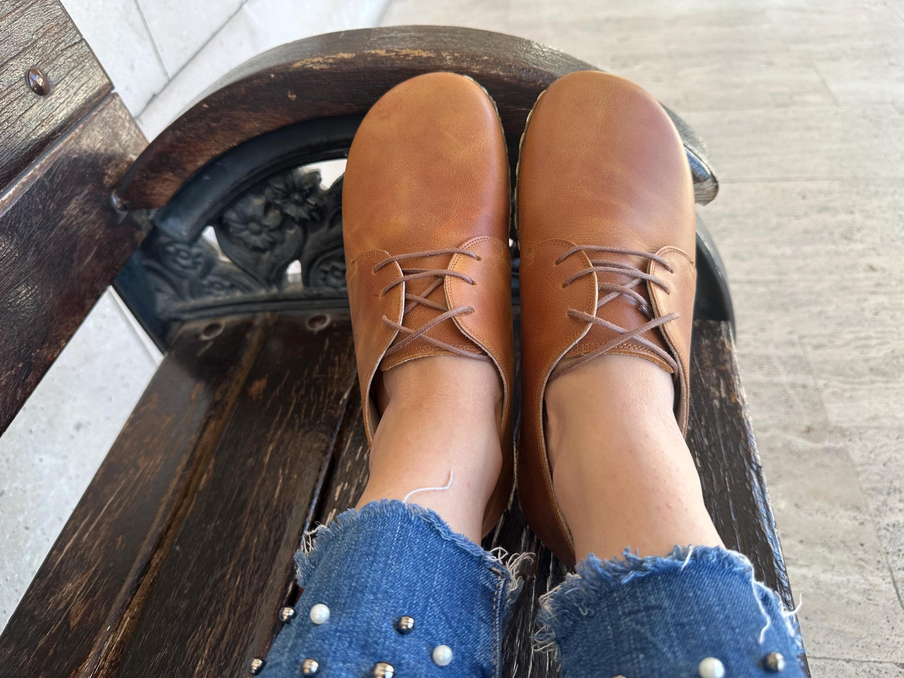 Barefoot Shoes for Natural Walking - Comfortable & Flexible Design Women Shoes, Grounding Leather Women Handmade Shoes, Crazy Honey-Caramel
