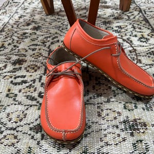 Handmade Barefoot Orange Men Shoes, Leather Shoes Men, Zero Drop Shoes, Minimalist Shoes, Natural Earting Comfy Shoes, Men Wider Shoes,
