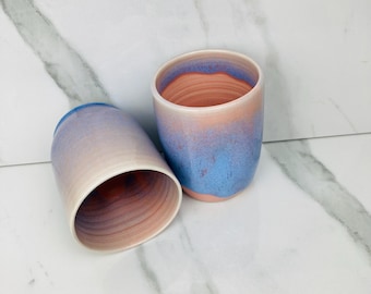 Pre-Order Handmade Ceramic Tumbler with Dimple Thumbprint | Unique Pottery Gift | Stardust Glaze | Dishwasher Safe | Gift for Her