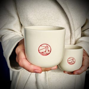 Handmade Pottery Company Logo Mugs: Custom Ceramic Mug Set