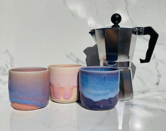 Pre-Order Stardust Handmade Ceramic Matcha Cup: Drippy Glaze Espresso Tumbler