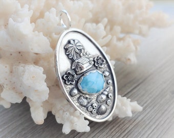 Larimar Beach House Pendant in Sterling Silver