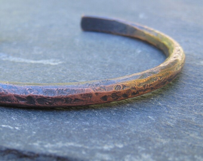 Men's Copper Cuff Hammered Copper Cuff Heavy Gauge Etsy