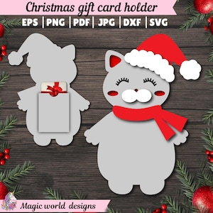 Christmas cat Gift Card Holder, Gift Card holder SVG, Thank you gift card holder, Cat lover gift, Gift card holder,  cutting file for Cricut