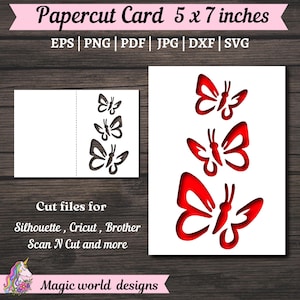 Borboleta para convite de casamento com cartão de bolso triplo, arquivos SVG para Silhouette e Cricut.