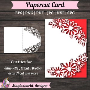 Floral birthday card svg,cut file for greeting cards, happy birthday card svg, anniversary card svg, Paper cutting