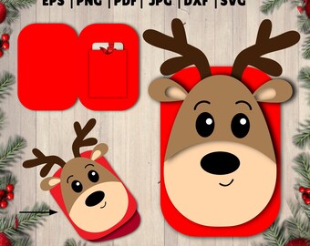 Christmas Reindeer Gift Card Holder SVG: Cricut, Silhouette (Digital Download)