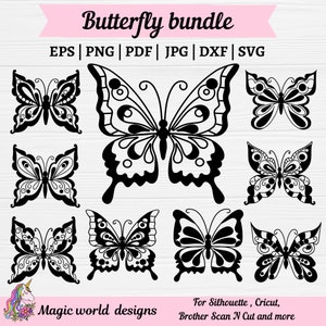 Butterfly Svg Bundle, Papercut Template, Butterfly laser cut file, Paper Cut Out, for Silhouette Cricut,  Logo, Sublimation, Black Outline