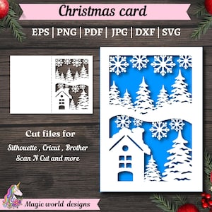 Modèle de fichier de découpe carte village joyeux Noël camée Cricut