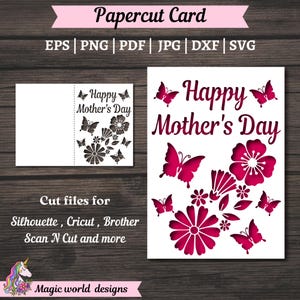 Bonne fête des mères carte de voeux SVG, cadeau fête des mères, modèle de découpe Cricut Cameo, fichiers svg maman, fichiers Svg pour cricut et silhouette