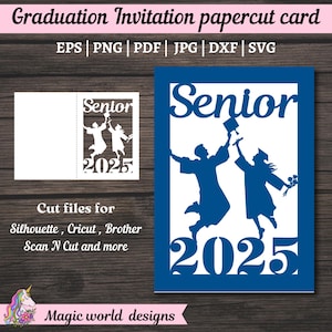Faire-part pour senior, modèle d'invitation à une soirée de remise des diplômes, papier découpé, invitation à l'obtention du diplôme