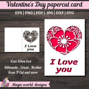 Valentinstag Liebe Herz Blumen Grußkarte Digitale Vorlage SVG-Datei, ich liebe dich svg, Silhouette Cricut Printable Download Laserschneiden