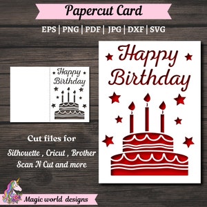 Cartão de feliz aniversário svg, modelos de corte de papel, compatível com máquinas de corte cricut e silhouette