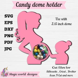 Fiesta de revelación de género, porta caramelos para futura MAMÁ, adorno de regalo SVG, niño o niña svg, anuncio de bebé
