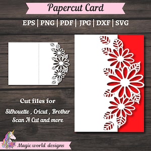 Wildflowers Papercut Card Cover Template SVG,  Happy Birthday, Happy Anniversary, Happy Mother Day, Greeting Card  for Silhouette and Cricut