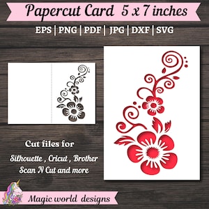 Wilde bloemen papercut kaart voorbladsjabloon SVG, gelukkige verjaardag, gelukkige verjaardag, gelukkige Moederdag, wenskaart voor silhouet en Cricut