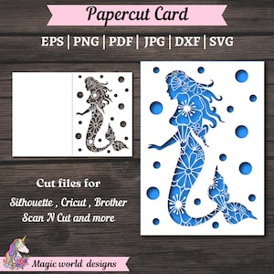 Modello di carta sirena in formato svg, modello di copertina della carta in formato SVG, invito con piega a cancello in pizzo Cricut, taglio laser, taglio della carta