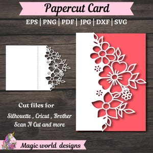 Modèle svg de carte de marguerites, modèle de couverture de carte SVG, invitation de pli de porte en dentelle avec Rsvp pour mariage rustique Cricut, lasercut, papercut