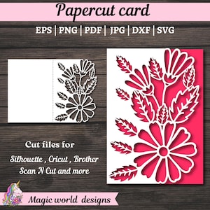 Wildflowers card  svg Cricut,  Rose card card, Daisy card svg, papercut card svg, Cricut card, Scan n cut cards